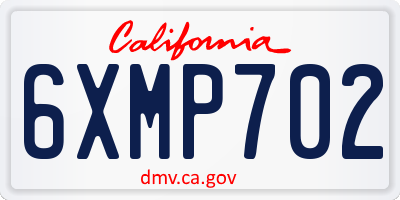 CA license plate 6XMP702