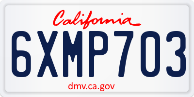 CA license plate 6XMP703