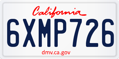 CA license plate 6XMP726