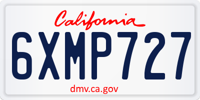CA license plate 6XMP727