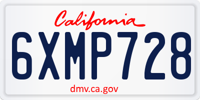 CA license plate 6XMP728