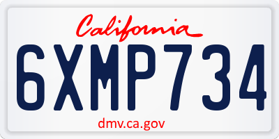 CA license plate 6XMP734