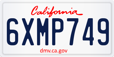CA license plate 6XMP749