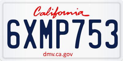 CA license plate 6XMP753