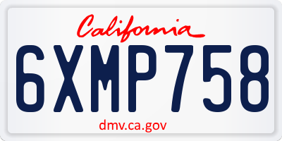 CA license plate 6XMP758