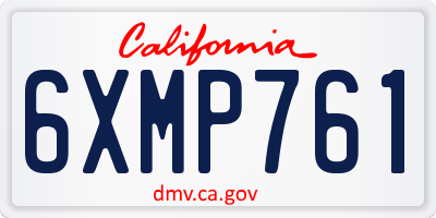 CA license plate 6XMP761