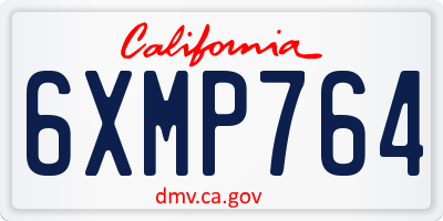 CA license plate 6XMP764