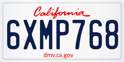 CA license plate 6XMP768
