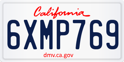 CA license plate 6XMP769