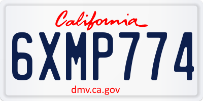 CA license plate 6XMP774
