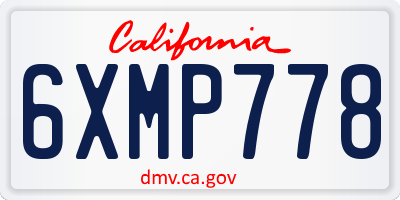 CA license plate 6XMP778