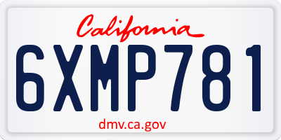 CA license plate 6XMP781