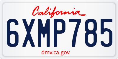 CA license plate 6XMP785