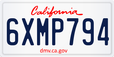 CA license plate 6XMP794