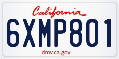CA license plate 6XMP801