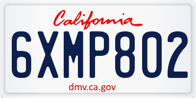 CA license plate 6XMP802