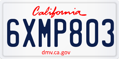 CA license plate 6XMP803