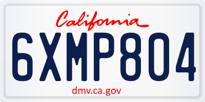 CA license plate 6XMP804