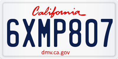 CA license plate 6XMP807