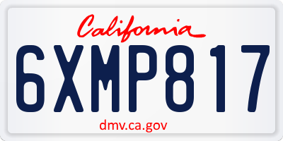 CA license plate 6XMP817