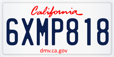 CA license plate 6XMP818