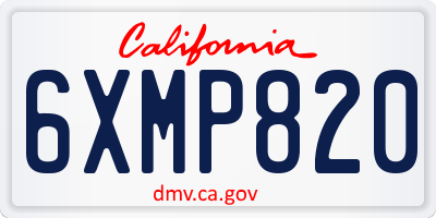 CA license plate 6XMP820