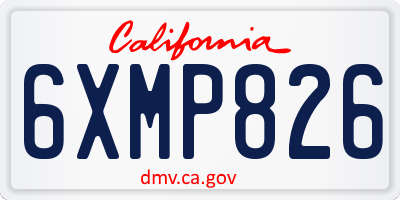 CA license plate 6XMP826