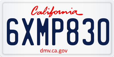 CA license plate 6XMP830