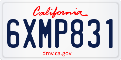 CA license plate 6XMP831