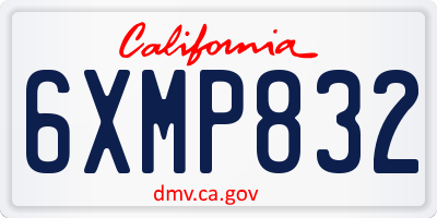 CA license plate 6XMP832