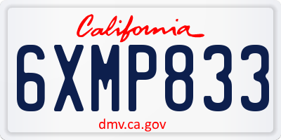 CA license plate 6XMP833