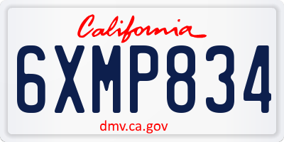 CA license plate 6XMP834