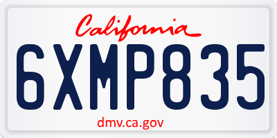 CA license plate 6XMP835