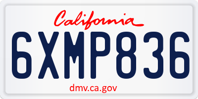 CA license plate 6XMP836