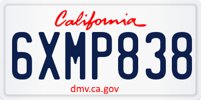 CA license plate 6XMP838