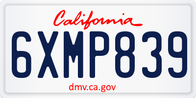 CA license plate 6XMP839