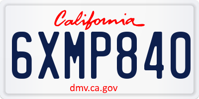 CA license plate 6XMP840