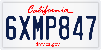 CA license plate 6XMP847