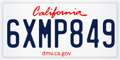 CA license plate 6XMP849