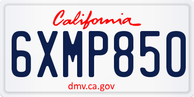 CA license plate 6XMP850