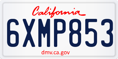 CA license plate 6XMP853