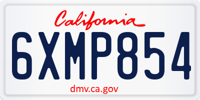 CA license plate 6XMP854
