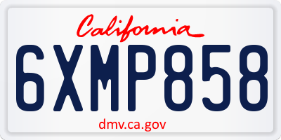 CA license plate 6XMP858