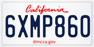 CA license plate 6XMP860