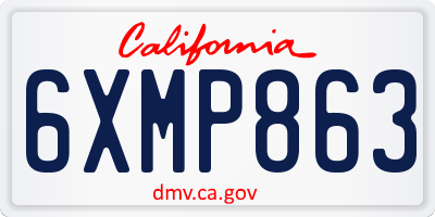 CA license plate 6XMP863