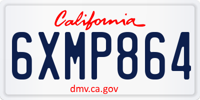 CA license plate 6XMP864