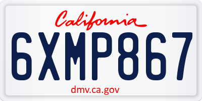 CA license plate 6XMP867