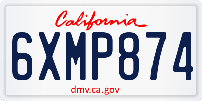 CA license plate 6XMP874