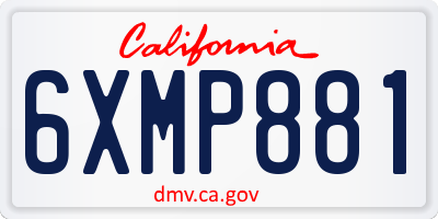 CA license plate 6XMP881