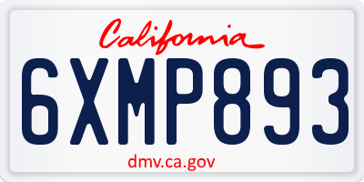 CA license plate 6XMP893